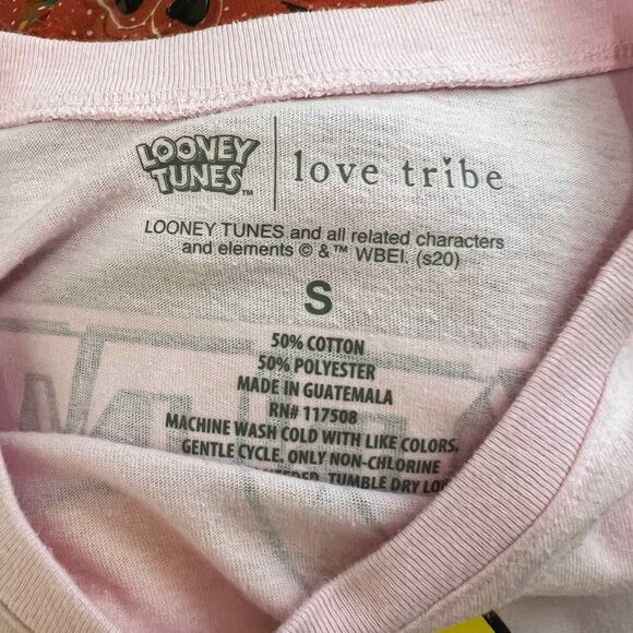 Looney Tunes pink tweety short sleeve tee size S love tribe baddie academia - Picture 3 of 10